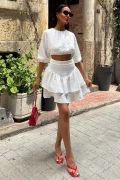 Crop Bluz Ve Kat Kat Etekli Takım 10207 resmi